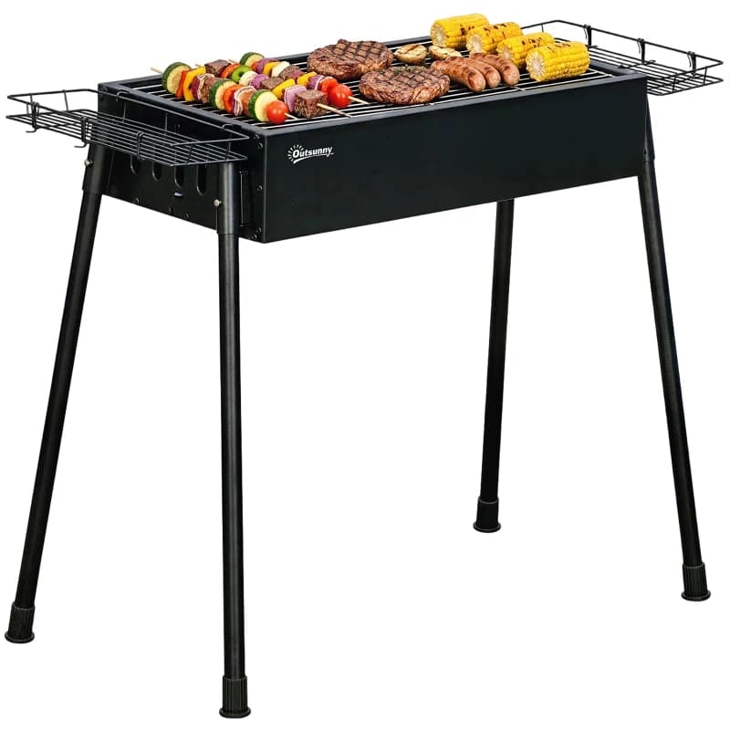 Barbacoa de carbón portátil Outsunny 94 cm con 2 parrillas de acero inoxidable