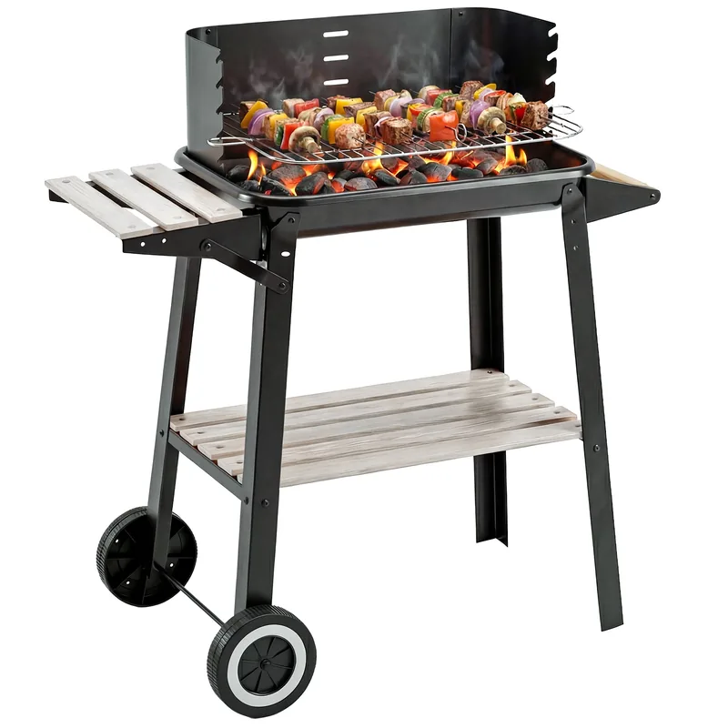 Barbacoa de carbón Outsunny con parrilla ajustable en 5 alturas 87 cm