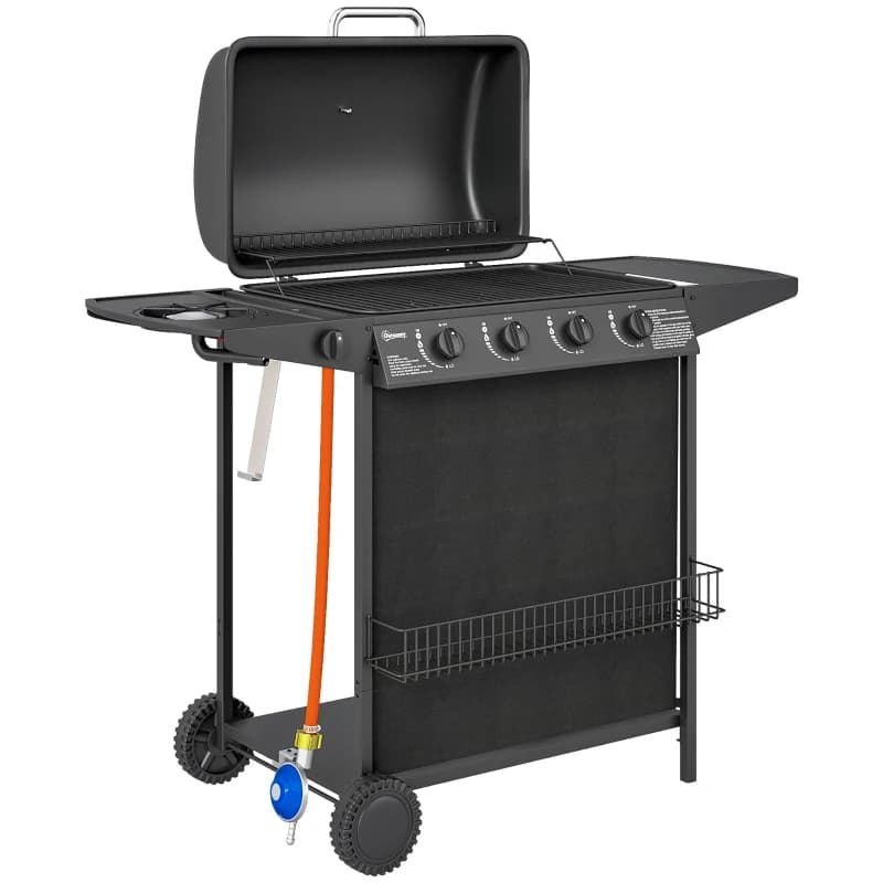 Barbacoa de gas Outsunny 4+1 quemadores 121 cm