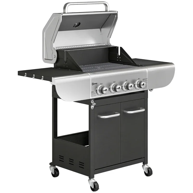 Barbacoa de gas Outsunny 4 quemadores 12,8 kW con armario