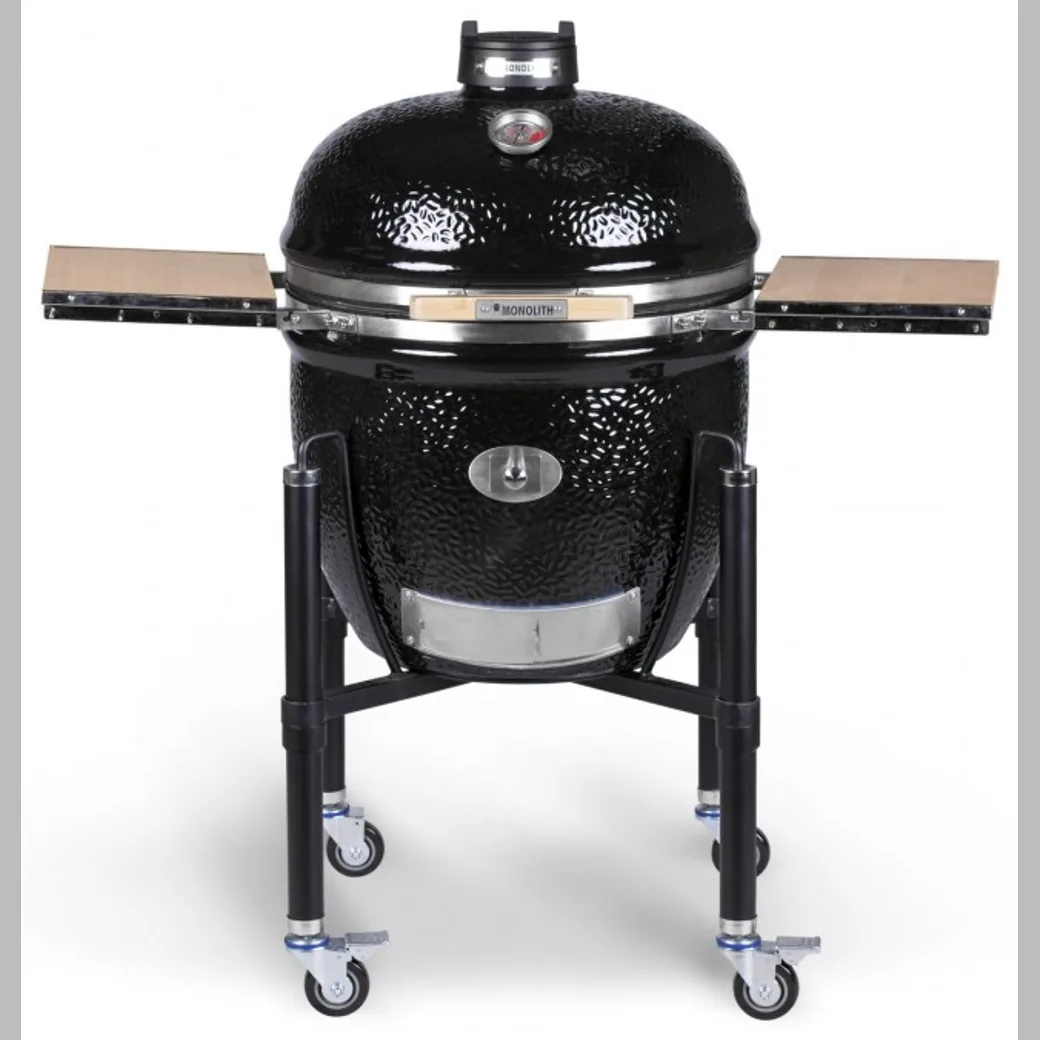Kamado Monolith LeChef 55 cm Serie Pro 2.0 con carro y mesas de bambú
