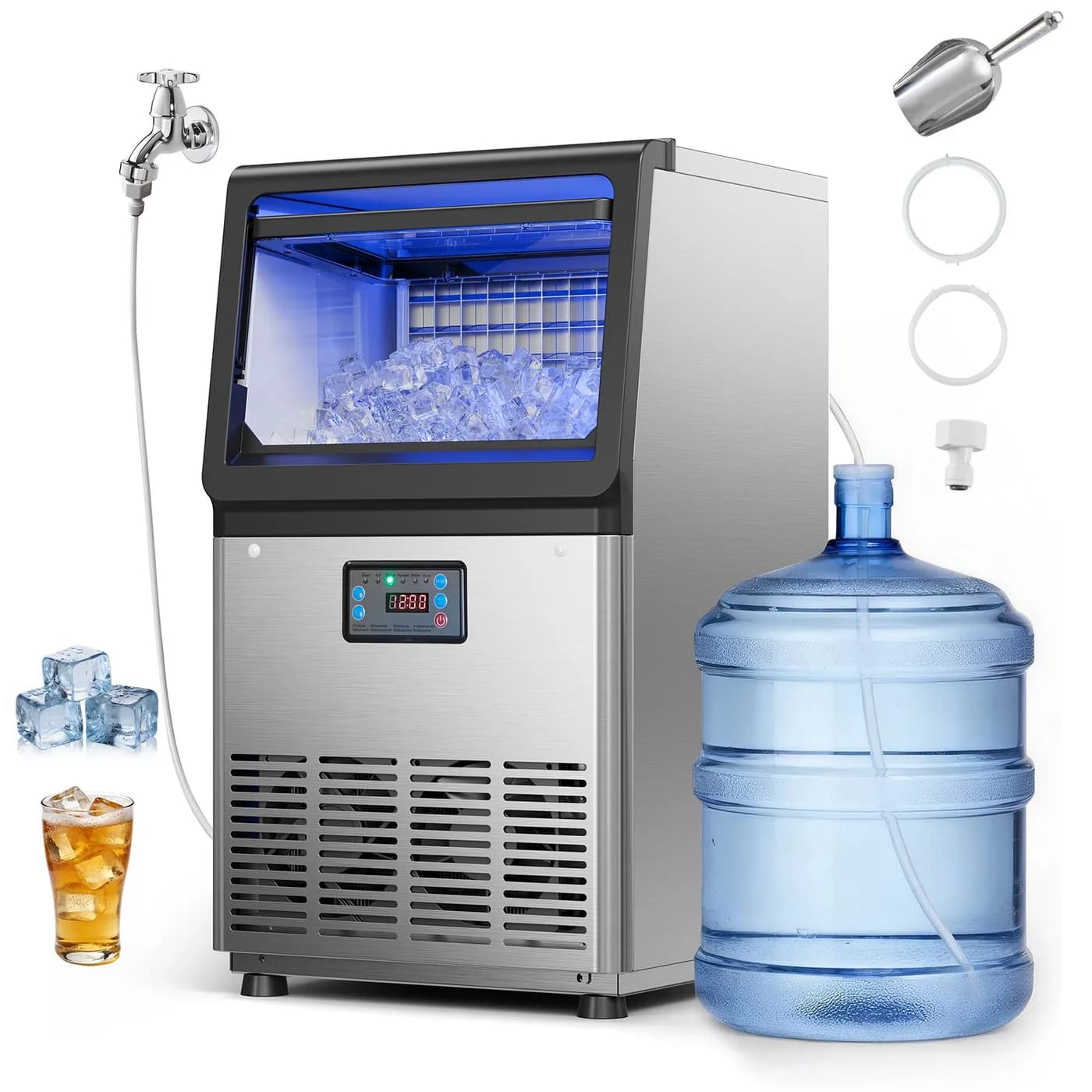 Máquina de hielo comercial Vevor 41 kg/24h con doble entrada de agua