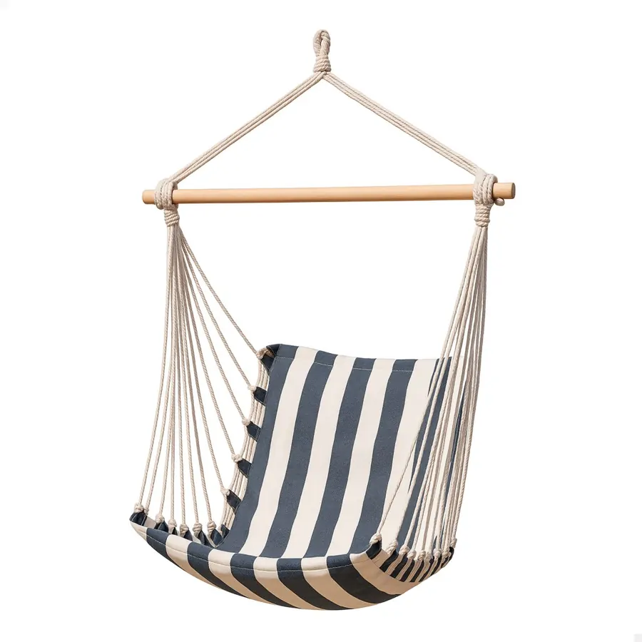 Silla colgante Aktive de algodón y poliéster a rayas 95x50x110 cm