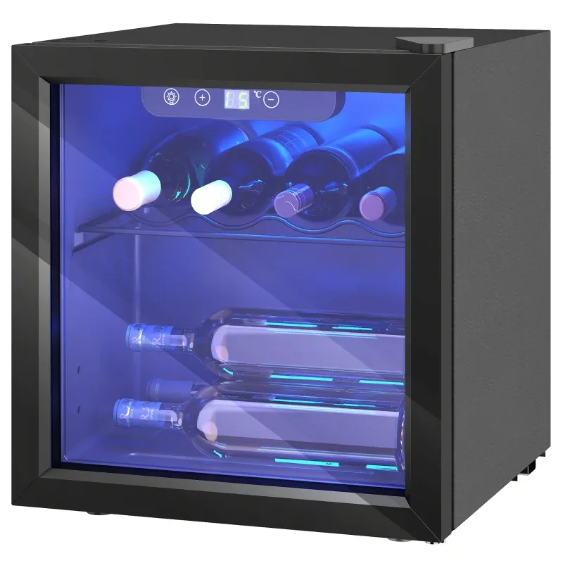 Vinoteca HOMCOM 12 botellas 36 L con temperatura regulable 4-16 °C