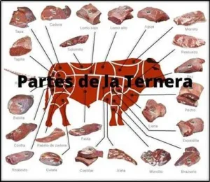 Partes de la ternera para la barbacoa